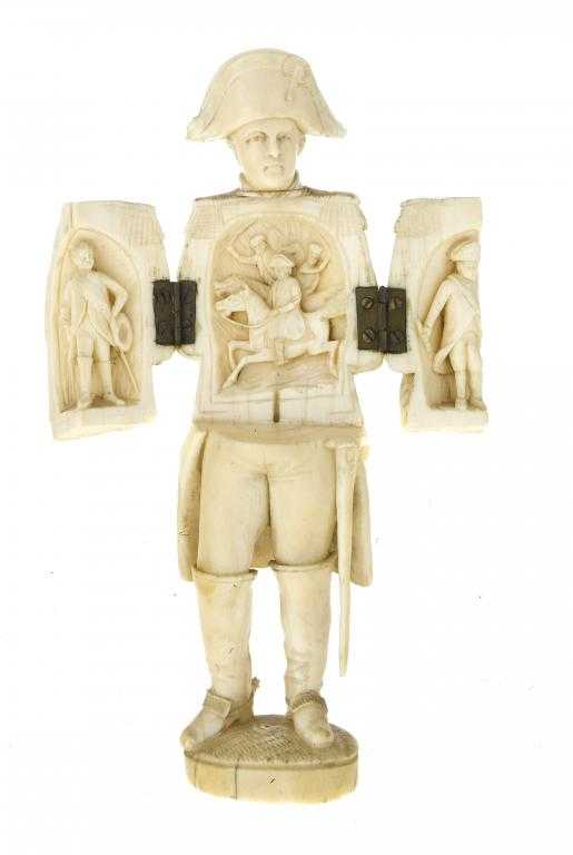 Appraisal: A FRENCH IVORY STATUETTE OF NAPOLEON of vierge ouvrant type