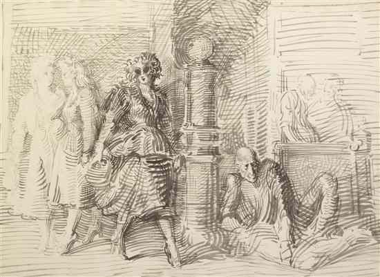 Appraisal: Reginald Marsh American - On the Street Corner ink on