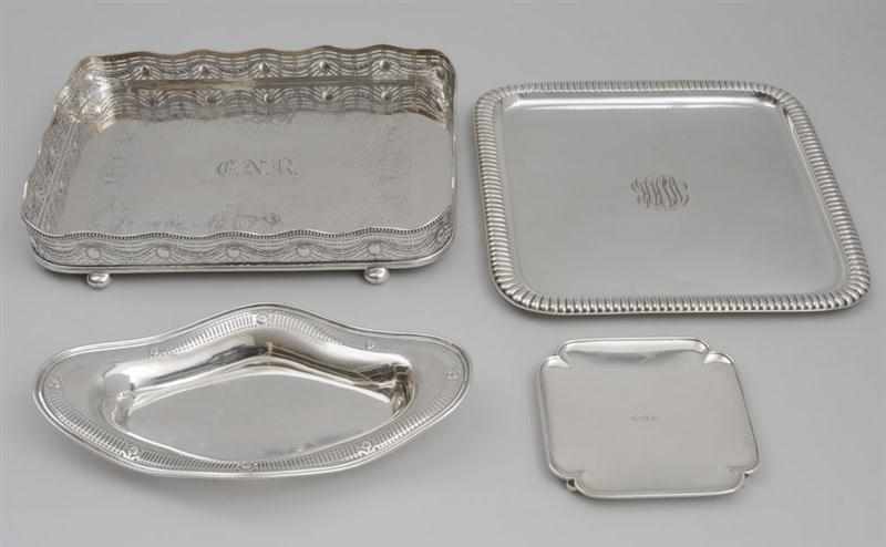 Appraisal: TIFFANY CO MONOGRAMMED SILVER WAITER A SILVER BREAD TRAY AND