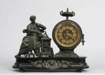 Appraisal: Astonia Figural Mantel Clock circa late th Century This mantel