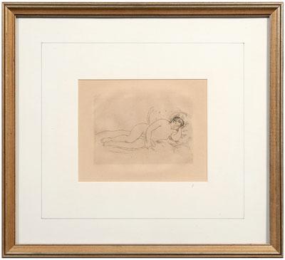 Appraisal: Pierre-Auguste Renoir etching French - Femme Nue Couchee Tournee a