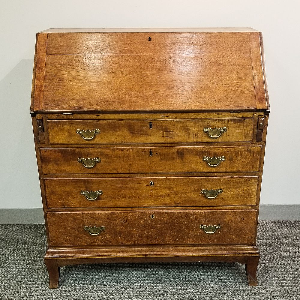 Appraisal: Chippendale Birch Slant-lid Desk Chippendale Birch Slant-lid Desk restoration ht