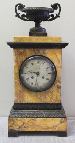 Appraisal: Antique French Classical Mantel Clock Bronze mounted sienna marble Probably