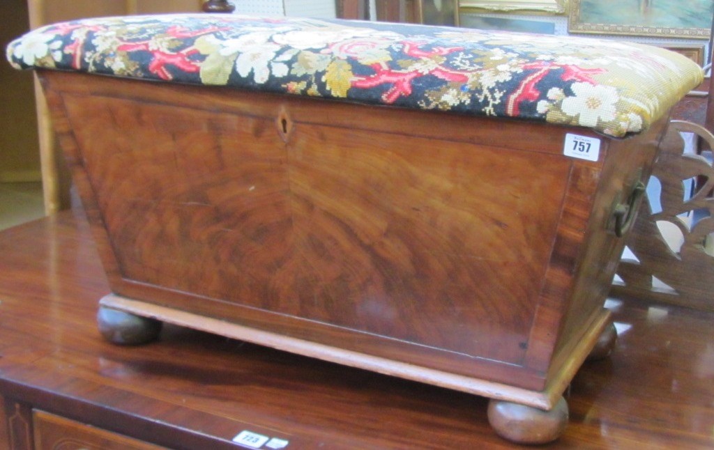 Appraisal: A George III mahogany cellarette of sarcophagus form with later