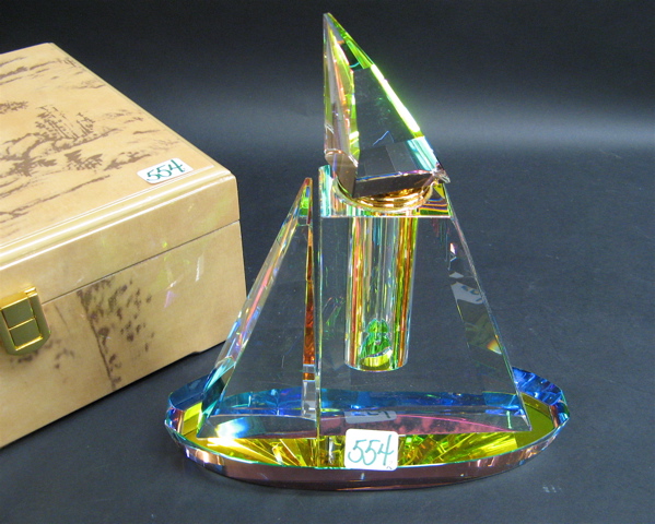 Appraisal: TWO ART CRYSTAL PERFUME BOTTLES in original lined decorative boxes