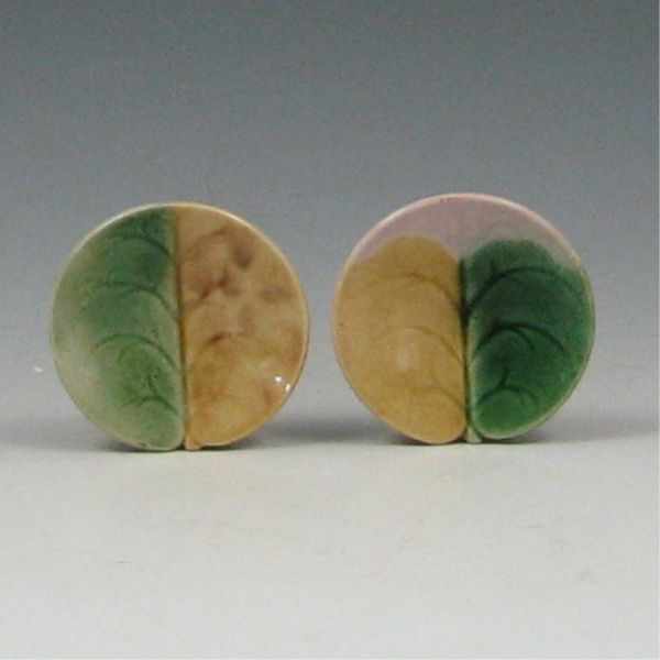 Appraisal: Two Majolica Etruscan Pond Lily Butter Pats both marked with