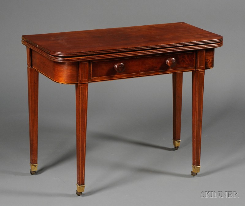 Appraisal: Regency Mahogany Game Table early th century rectangular top with