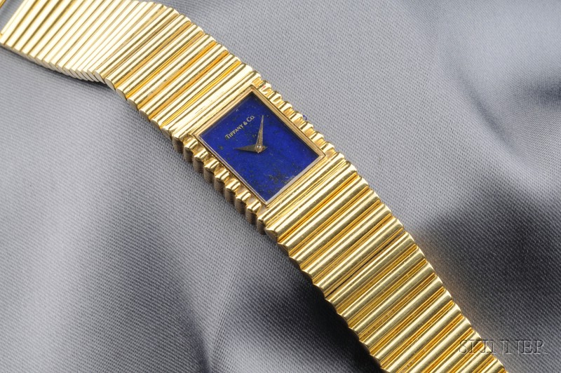 Appraisal: kt Gold and Lapis Wristwatch Tiffany Co with lapis dial