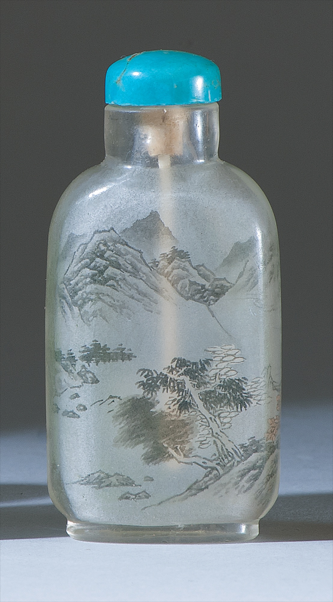 Appraisal: INTERIOR-PAINTED GLASS SNUFF BOTTLE Early th centuryBy Ting Erh-Chung In