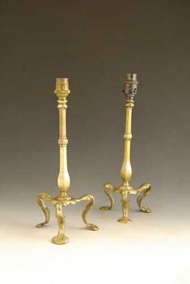 Appraisal: A near pair of brass table lamps each with a