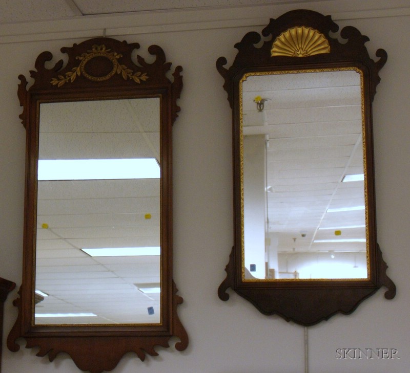 Appraisal: Two Chippendale-style Parcel-gilt Mahogany Mirrors lg and in