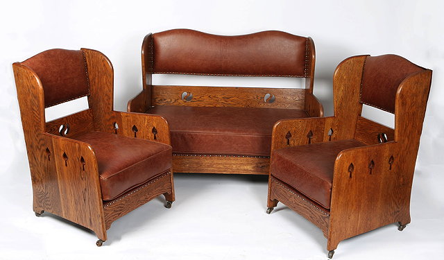 Appraisal: Goodyers of Regents StreetArts Crafts oak settee and two chairs