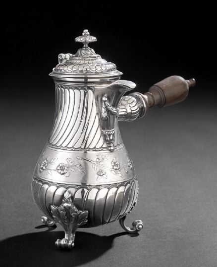 Appraisal: French First Standard Silver Chocolate Pot fourth quarter th century