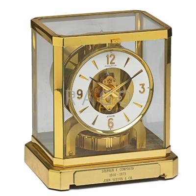 Appraisal: LE COULTRE ATMOS CLOCK Brass case th c Presentation plaque