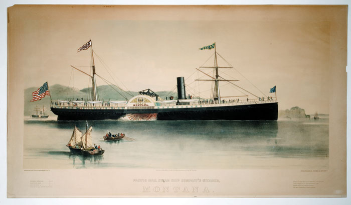 Appraisal: PACIFIC MAIL STEAM SHIP COMPANY'S STEAMER MONTANA Giant-folio handcolored lithograph