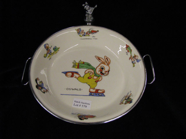 Appraisal: Childs Feeding Dish with Comic Characters warming base excellent