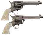 Appraisal: TWO ENGRAVED COLT SINGLE ACTION ARMY REVOLVERS Cal Colt SN