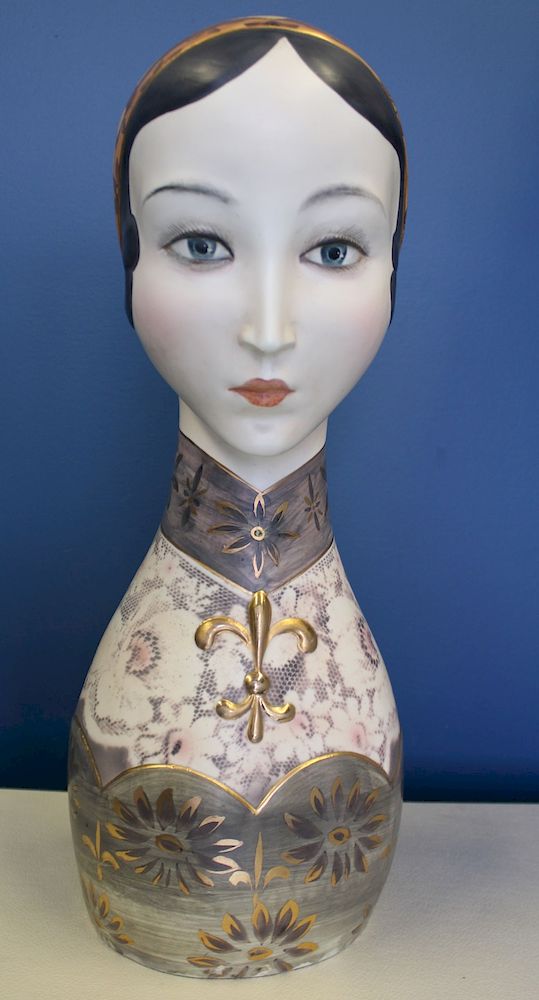 Appraisal: MIDCENTURY Italian Porcelain Bust of a Girl Hand painted From