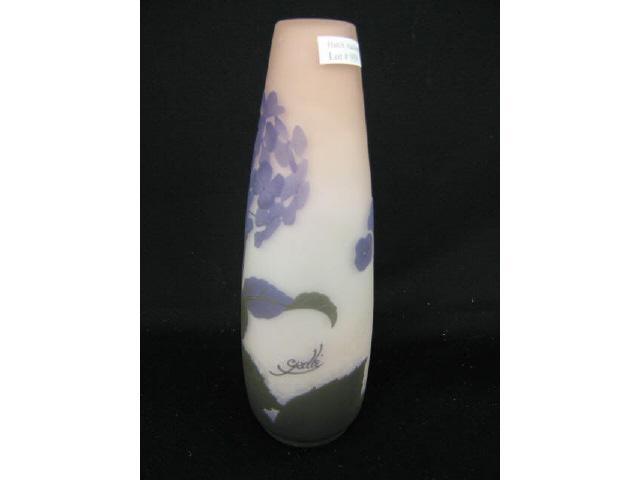 Appraisal: Galle French Cameo Art Glass Vase purple floral on pink