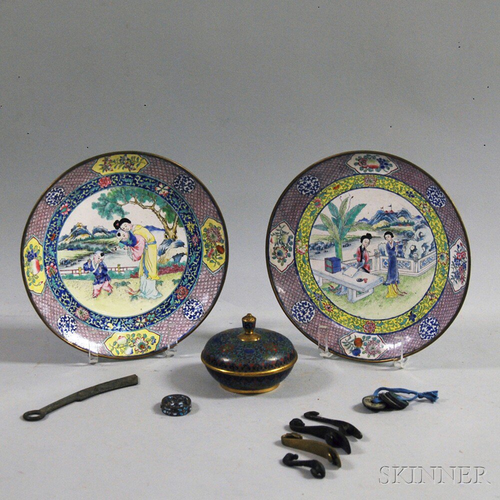 Appraisal: Group of Chinese Metal and Cloisonne Items th th century