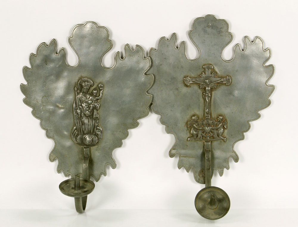 Appraisal: - Pr th C German Pewter Sconces Pair of th