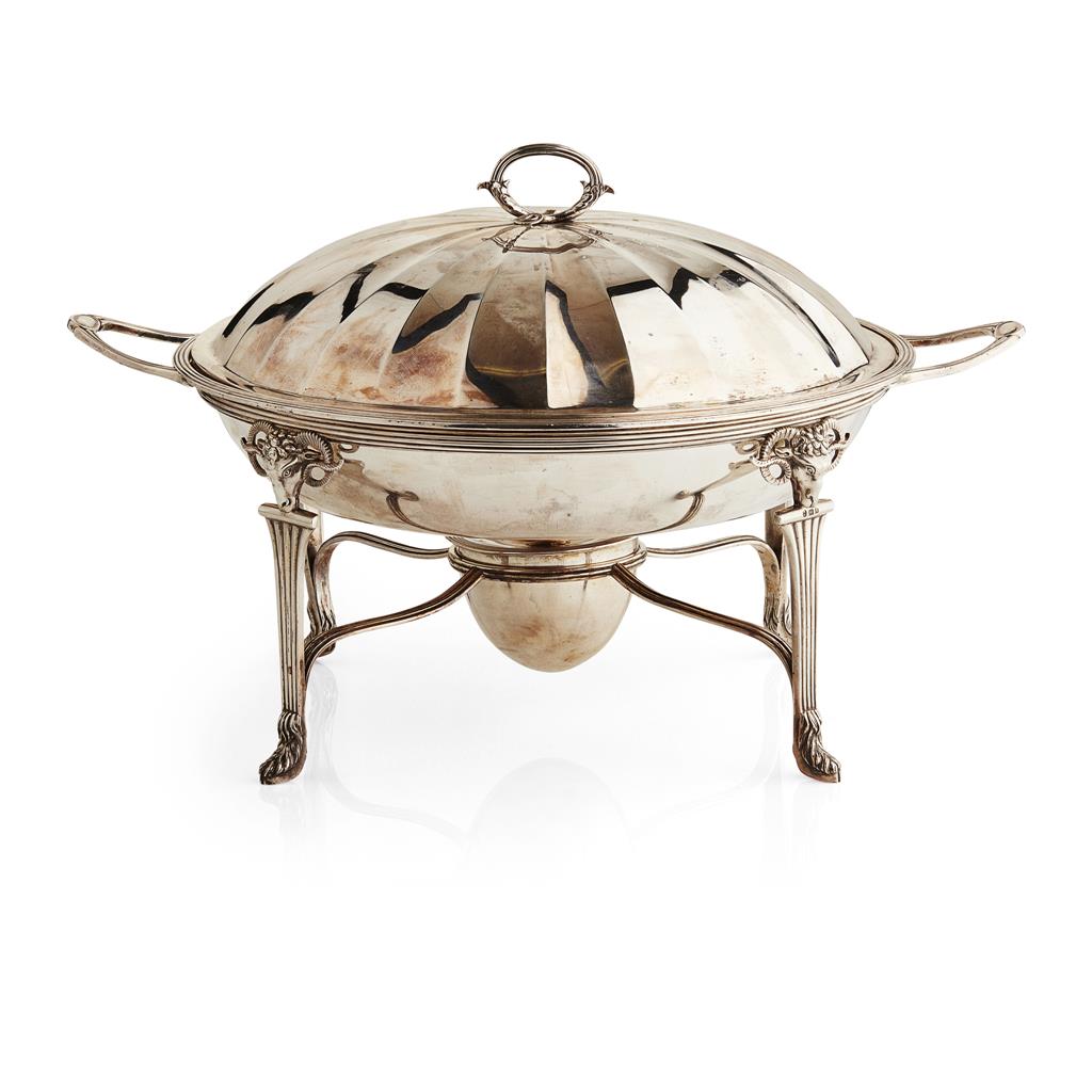 Appraisal: A George III chafing dish stand and spirit burner Peter