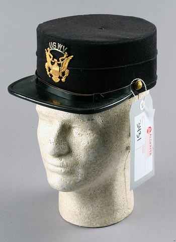 Appraisal: M style square brim hat with leather strap and eagle