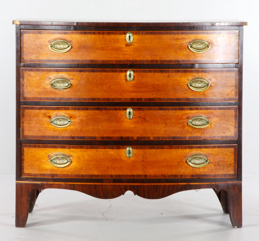 Appraisal: - th C Hepplewhite Bow Front Chest th century Hepplewhite