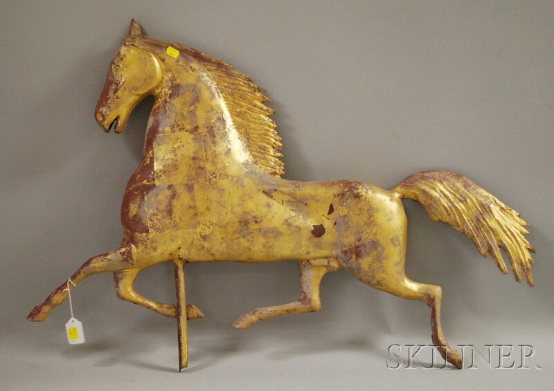 Appraisal: Gilt Molded Copper Blackhawk Running Horse Weather Vane crushing imperfections