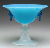 Appraisal: STEUBEN LIGHT BLUE JADE COMPOTE Light blue jade bowl with