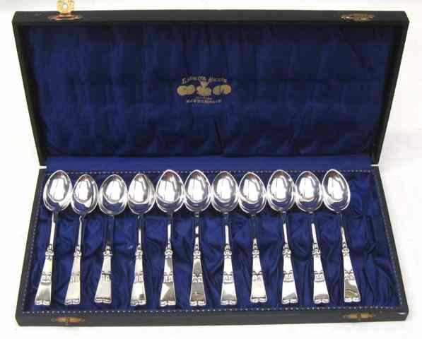 Appraisal: SET OF ELEVEN DENMARK SILVER DEMITASSE SPOONS hallmarked Danish silver