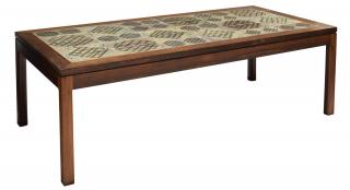 Appraisal: MID-CENTURY MODERN ROSEWOOD TILE COFFEE TABLE Mid-century modern rosewood framed