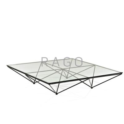 Appraisal: PAOLO PIVA Coffee table Italy s Enameled metal and glass