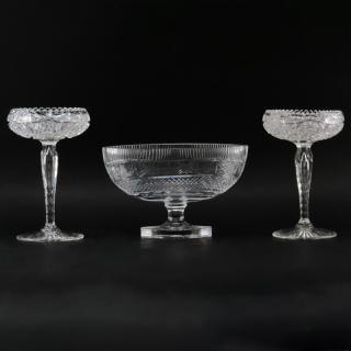 Appraisal: Grouping of Three Cut Glass Tabletop Items Grouping of Three