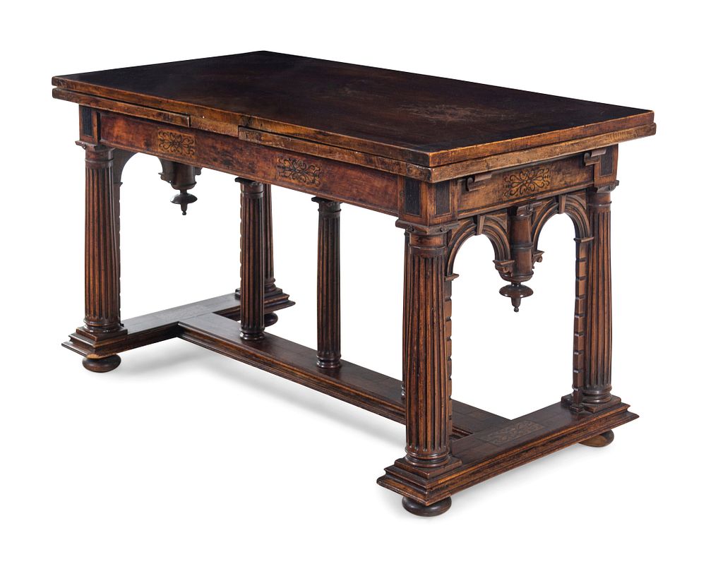 Appraisal: An Italian Walnut Extension Refectory Table An Italian Walnut Extension