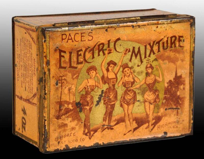 Appraisal: Paces Electric Mixture Square Corner Tobacco Tin Description Marked Hasker