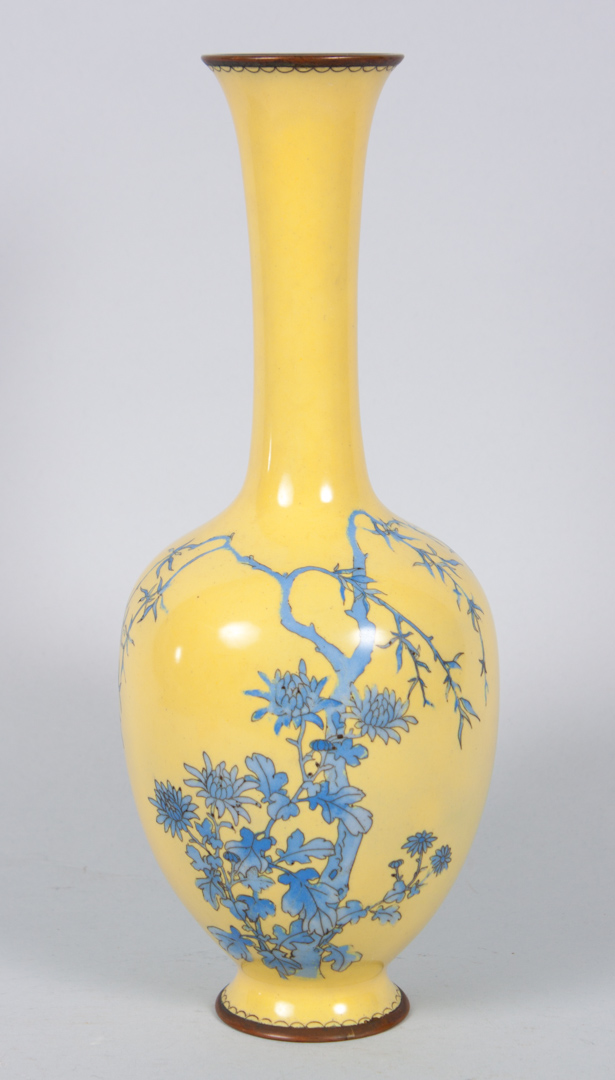 Appraisal: Japanese cloisonne enamel vase late th early th century yellow