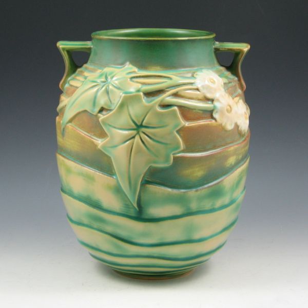 Appraisal: Roseville Luffa - vase in green Unmarked Mint tall by