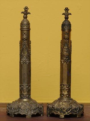 Appraisal: PAIR OF GOTHIC REVIVAL DAY'S PATENT GILT-BRASS FACE SCREENS The