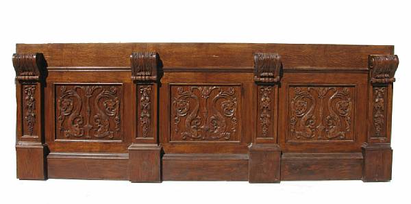 Appraisal: A group of three sections of Renaissance style oak paneling