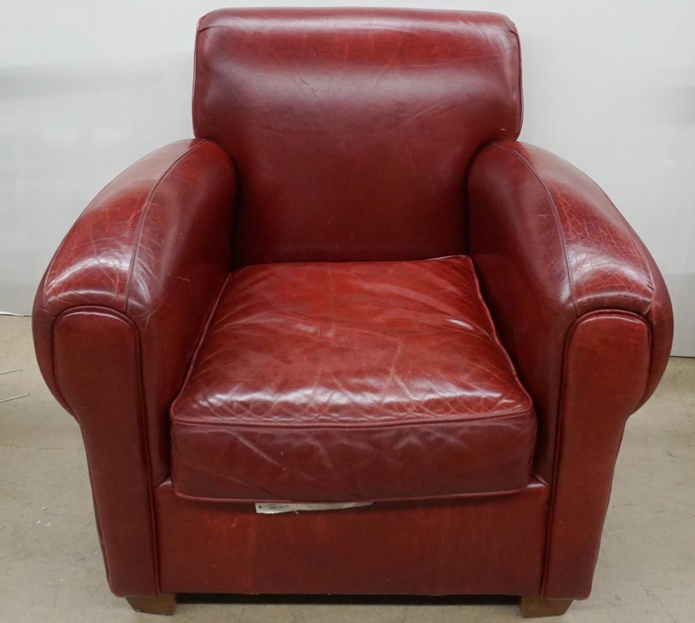 Appraisal: Bauhaus Red Leather Upholstered Armchair