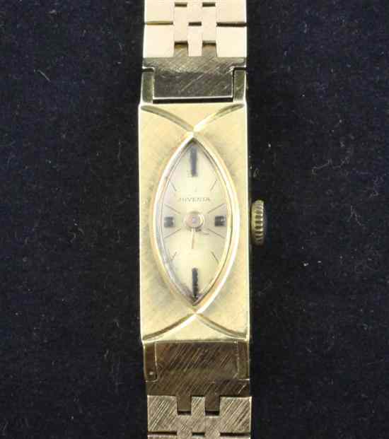 Appraisal: A lady's ct gold Juvenia rectangular wrist watch with baton