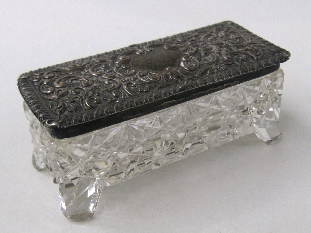 Appraisal: Silver topped trinket box Birmingham