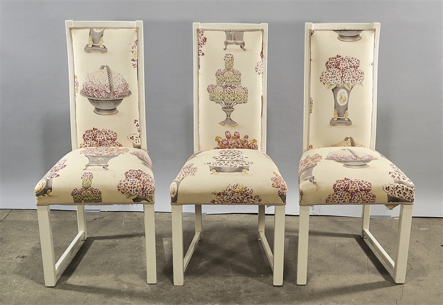 Appraisal: Seven upholstered side chairs with floral design x x each