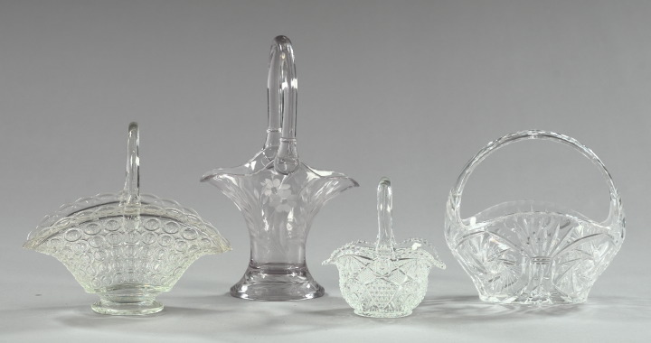 Appraisal: Good and Varied Four-Piece Collection of American Glass Baskets consisting