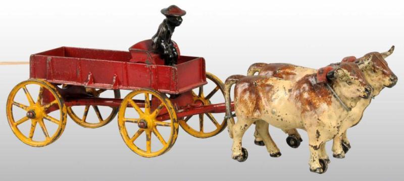 Appraisal: Cast Iron Kenton Ox-Drawn Farm Wagon Toy Description Pulled by