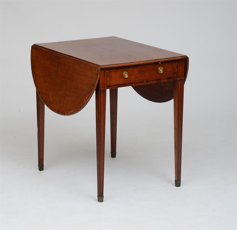 Appraisal: GEORGE III INLAID MAHOGANY PEMBROKE TABLE The top fitted with