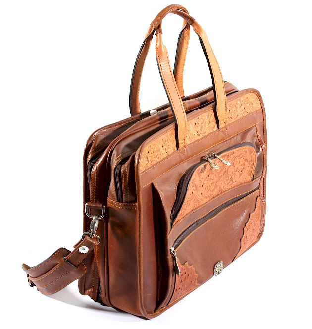 Appraisal: Montana Silversmiths Tooled Leather Laptop Case Featured in this lot