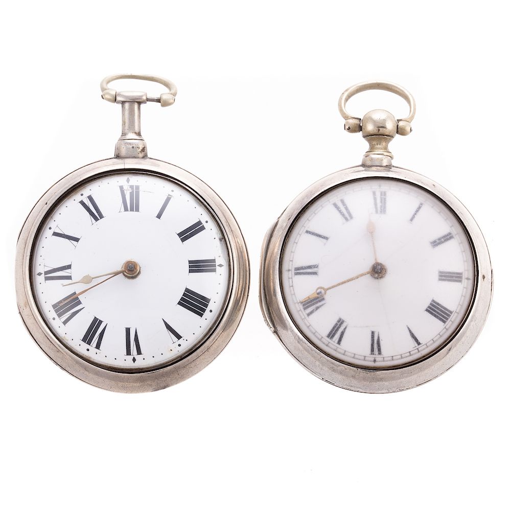 Appraisal: Two Early English Pocket Watches in Silver c silver pocket