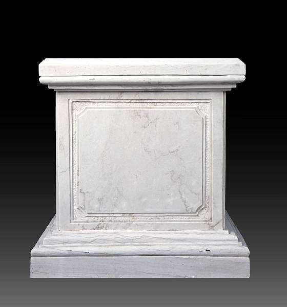 Appraisal: A Neoclassical style carved marble pedestal Of square form on